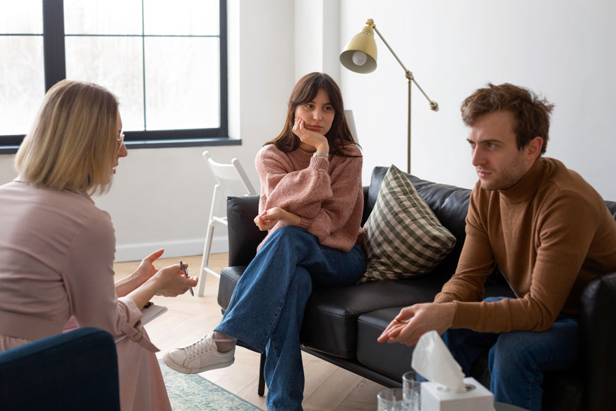 Une sœur et son frère en pleine séance de médiation familiale