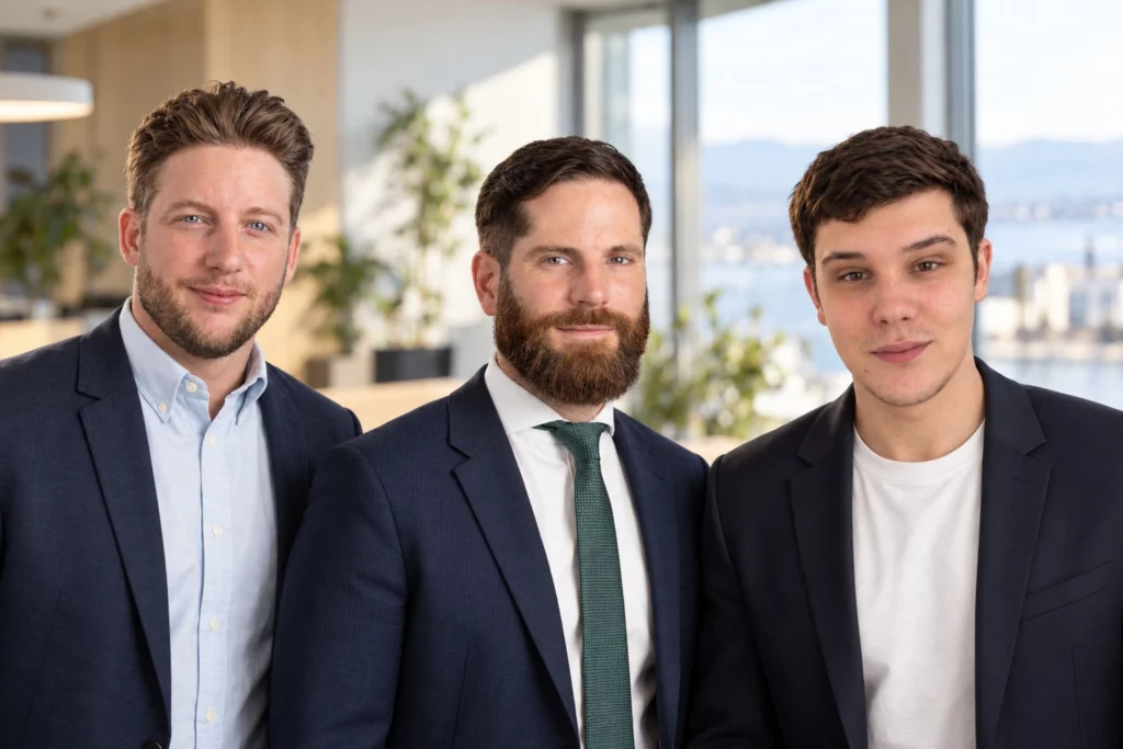 Romain Bossel, Sébastien Bossel et Justin Cappelle dans les bureaux de JuriUp